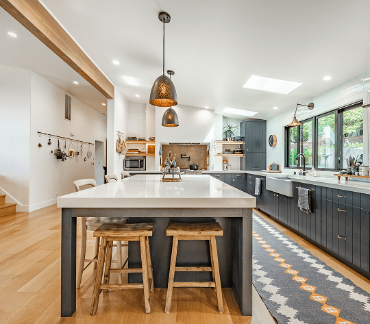 Modern kitchen with wooden accents