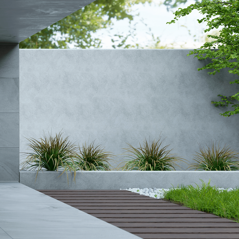 Modern patio with minimalist landscaping
